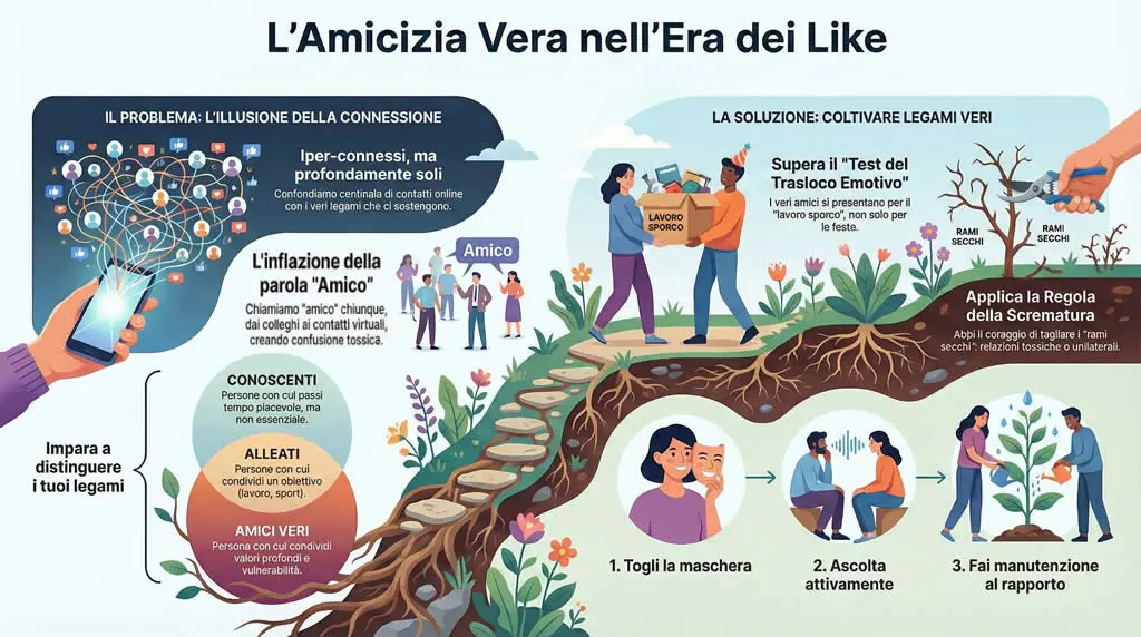 Infografica sull'amicizia vera nell'era dei like