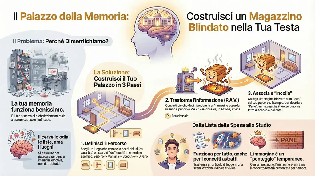 Spiegazione grafica Palazzo della Memoria con Infografica