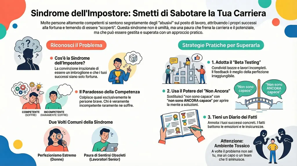 Spiegazione visiva della Sindrome dell'impostore al lavoro