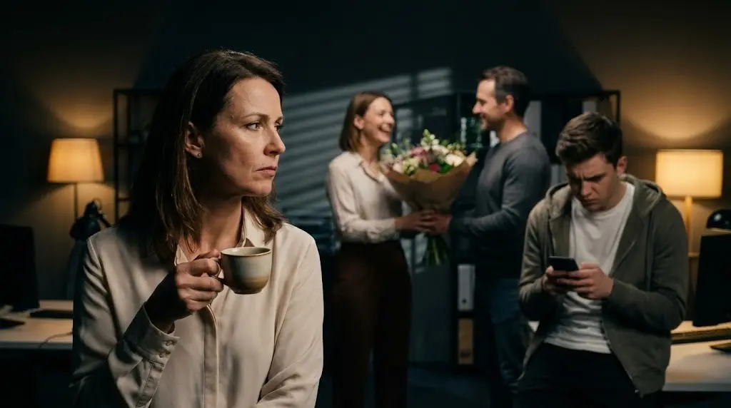 donna che osserva il successo altrui riflettendo sui propri obiettivi