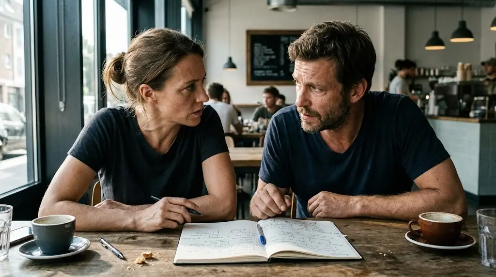 Coppia concentrata pianifica obiettivi concreti applicando la legge dell'attrazione scientifica.