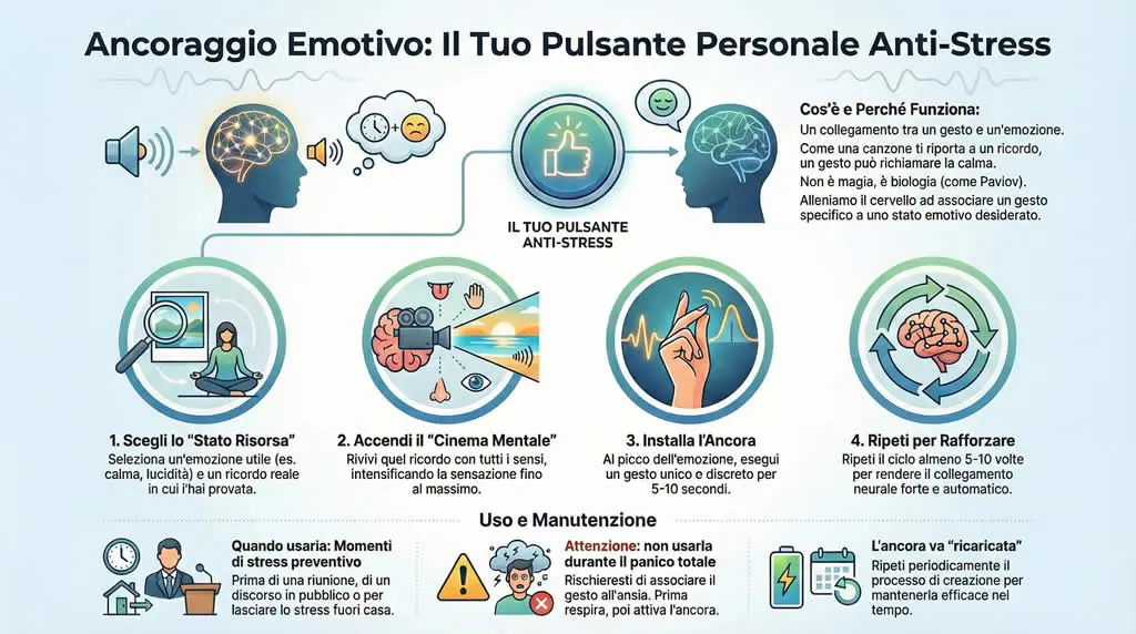 Infografica ancoraggio emotivo, il tuo pulsante anti stress