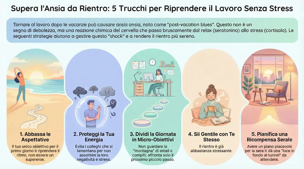Infografica su come superare l'ansia da rientro