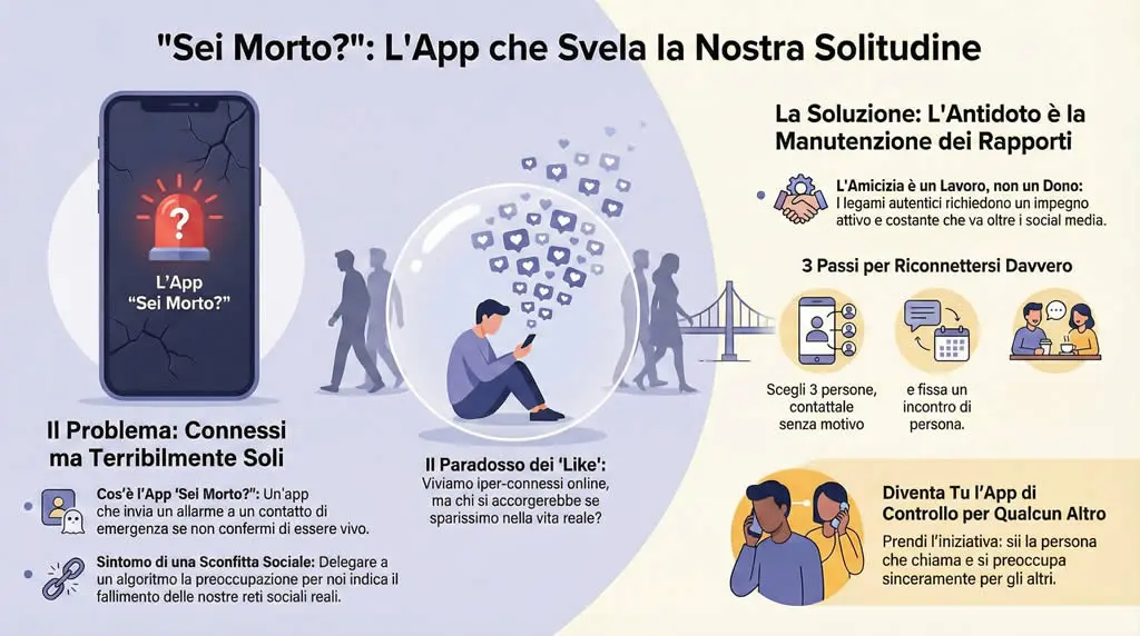 Infografica sull'app are you dead e la solitudine