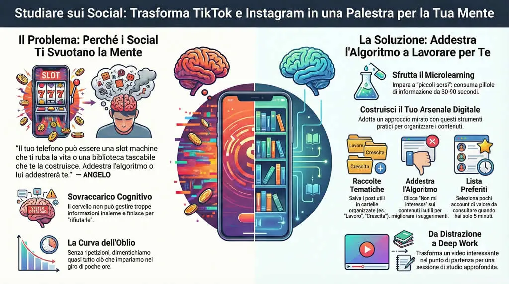 Infografica su come trasformare i social nella palestra per la tua mente